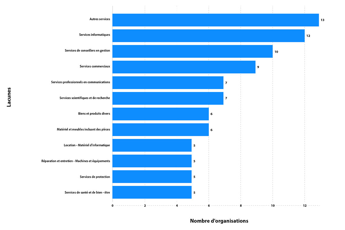 Biens et services (par nom d'article de rapport) susceptibles de présenter des lacunes en matière de capacités des entreprises autochtones